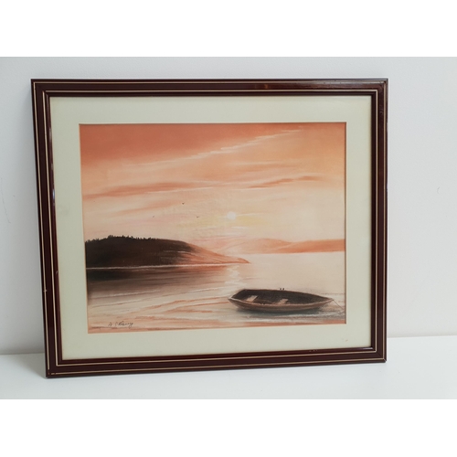 457 - A. DELANEY
Boat at sunset, pastel, signed, 30.5cm x 38.5cm