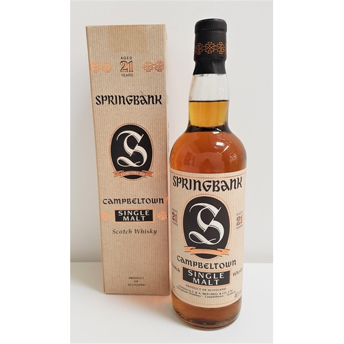 24 - SPRINGBANK 21 YEAR OLD SINGLE MALT SCOTCH WHISKY
Older style bottling distilled by J. & A. Mitchell ... 
