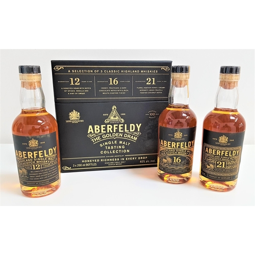 49 - ABERFELDY THE GOLDEN DRAM SINGLE MALT TASTING COLLECTION
comprising one bottle of 21 year old, one b... 