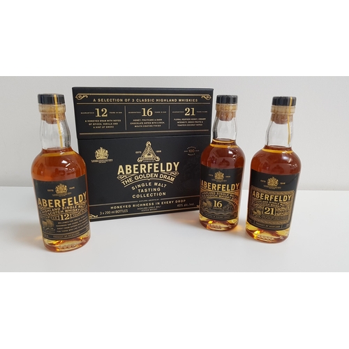 50 - ABERFELDY THE GOLDEN DRAM SINGLE MALT TASTING COLLECTION
comprising one bottle of 21 year old, one b... 