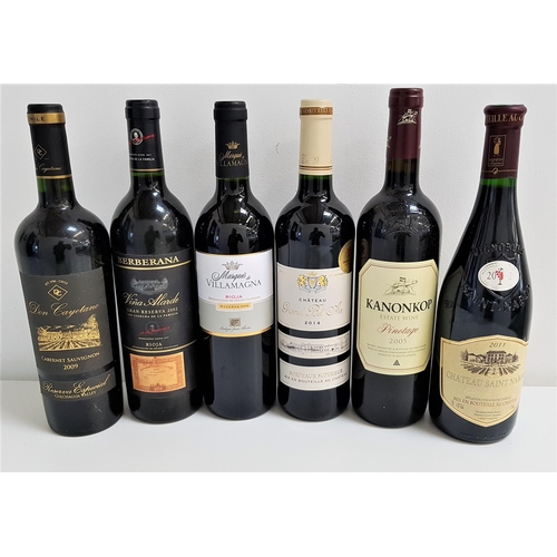72 - MIXED LOT OF SIX BOTTLES OF RED WINE
comprising one bottle of Kanonkop Estate Pinotage 2005 (75cl an... 