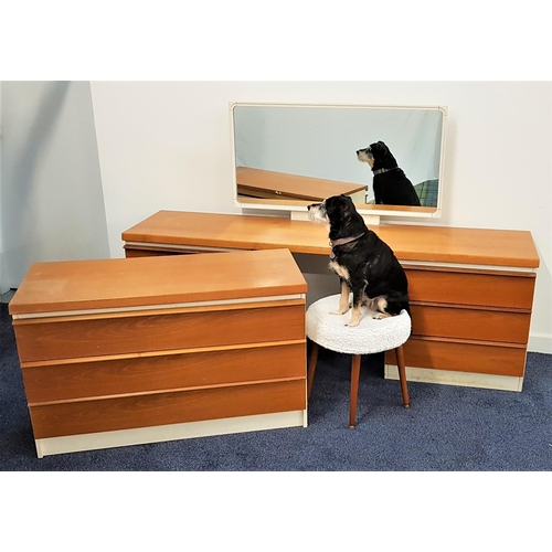 541 - PART SUITE OF RETRO TEAK BEDROOM FURNITURE
including a mirror back kneehole dressing table with a te... 