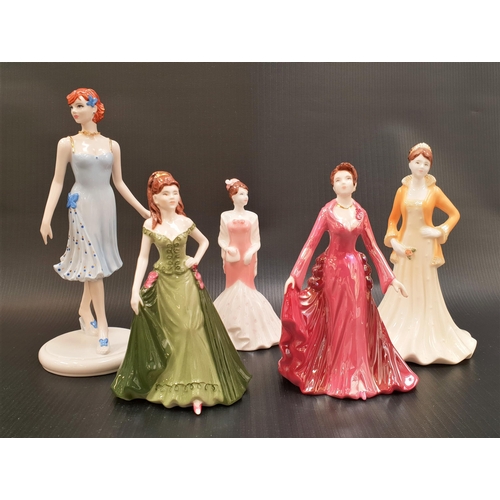 240 - FIVE SMALL COALPORT FIGURINES
comprising Debutante Julia, Your Special Day, Debutante of the Year 20... 