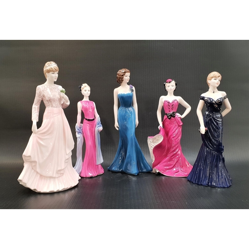 241 - FIVE COALPORT FIGURINES
comprising three Ladies of Fashion - Hilary modelled by Jack Glynn; Sophisti... 