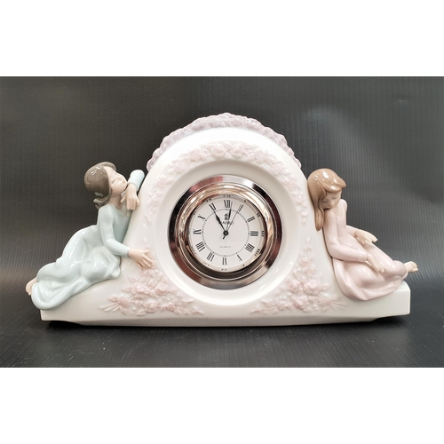 245 - LLADRO TWO SISTERS MANTEL CLOCK
numbered 5776, 16cm high