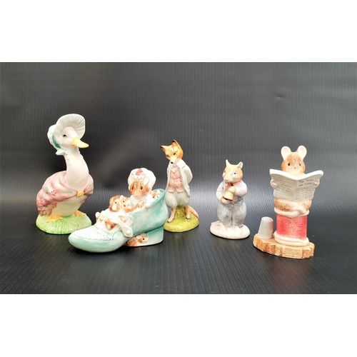 280 - SELECTION OF FOUR BEATRIX POTTER FIGURES
comprising a Royal Albert Foxy Whiskered Gentleman; a Beswi... 