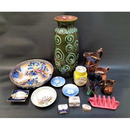 290 - MIXED LOT OF CERAMICS
including three Victorian lustre ware jugs, large West German pottery vase, tw... 