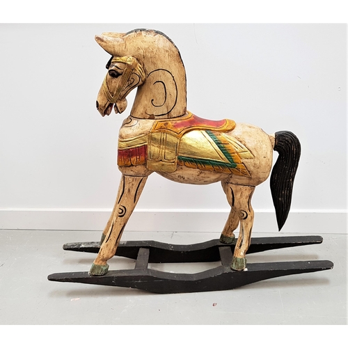 293 - CHILDS WOODEN ROCKING HORSE
with a painted body, saddle and rockers, 78.5cm high