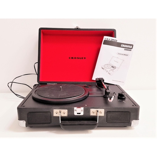 374 - CROSLEY PORTABLE RECORD PLAYER
model CR8005A with instruction manual, in a hardshell case