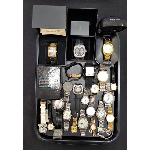 103 - SELECTION OF LADIES AND GENTLEMEN'S WRISTWATCHES
four in boxes, makes include Pulsar, Jeff Banks, Wh... 