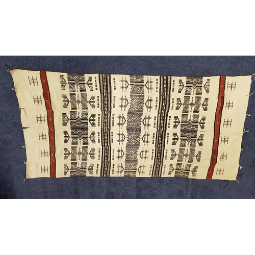 348 - HAUSA FULANI WEDDING BLANKET
with a cream ground and black and brown geometric motifs, 266cm x 133cm