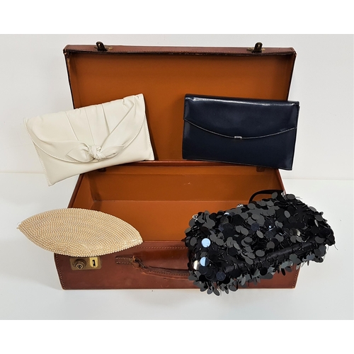 420 - SELECTION OF LADIES HANDBAGS
including a Viyella evening bag decorated with black discs and a snap c... 