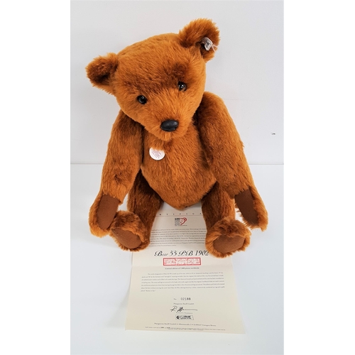 438 - LIMITED EDITION STEIFF TEDDY BEAR 55 PB 1902 REPLICA
in reddish brown mohair, number 2188 of 7000, w... 