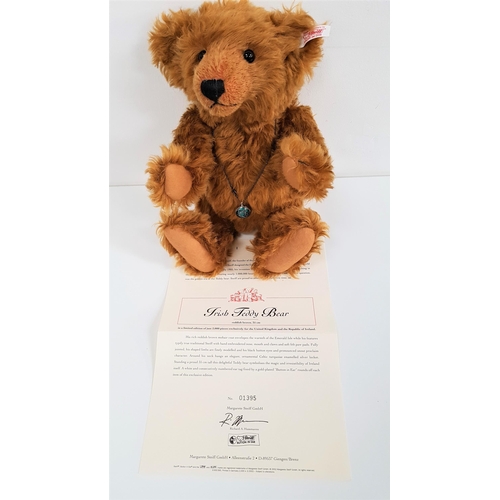 441 - LIMITED EDITION STEIFF IRISH TEDDY BEAR
in reddish brown mohair and wearing enamel decorated Celtic ... 