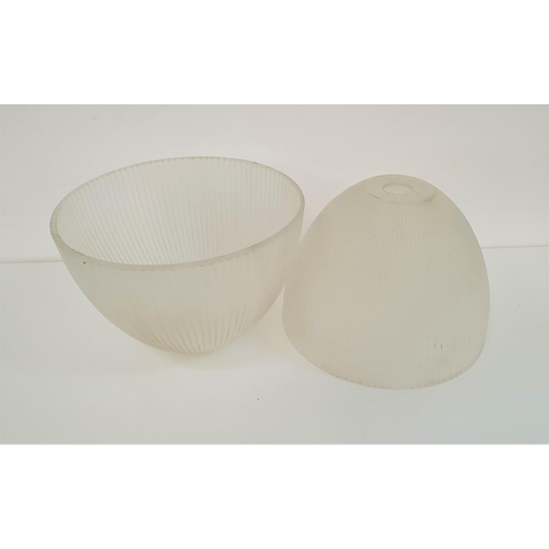 287 - TWO LARGE GLASS LIGHT SHADES
of opaque ribbed form, 24.5cm x 35cm (2)