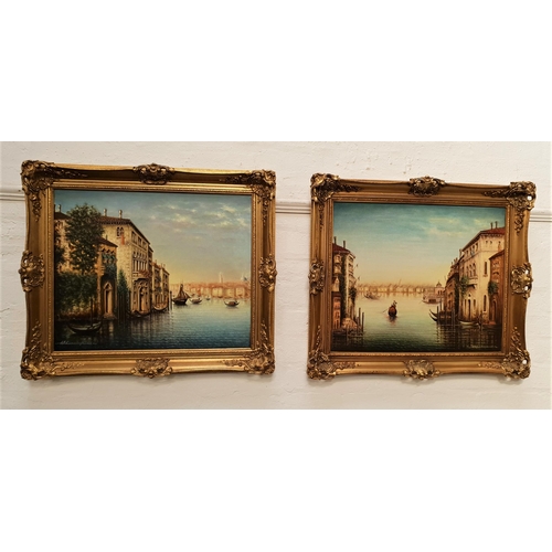 507 - J.M.CUNNINGHAME
The Grand Canal, Venice, acrylic on canvas, signed, 49.5cm x 59.5cm, and companion, ... 