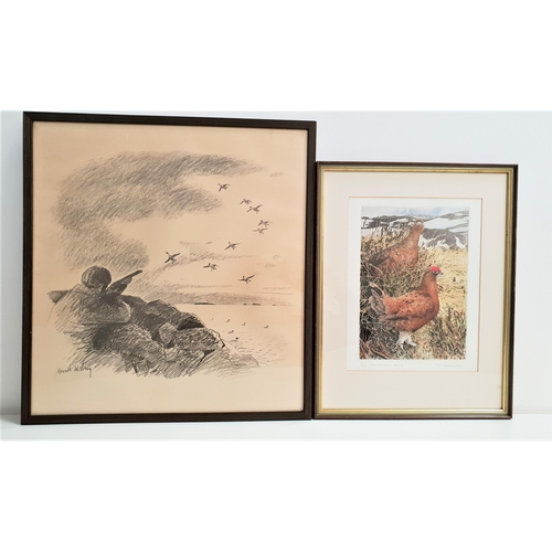 509 - HAROLD WIBERG
Duck shooting, print, 52cm x 48.5cm, together with T.J.Greenwood, red grouse in spring... 