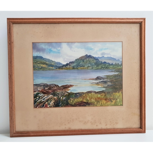 512 - JOHN HOUSTON
View across the loch, watercolour, signed, 26.5cm x 36.5cm