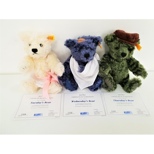 447 - THREE STEIFF BEARS OF THE WEEK TEDDY BEARS
all made exclusively for Danbury Mint and with certificat... 