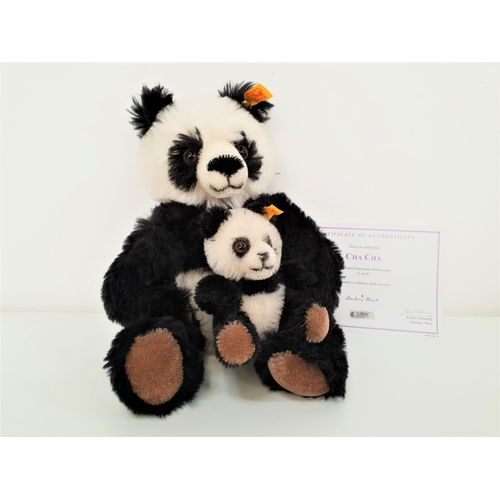 448 - STEIFF CHA CHA PANDA MOTHER AND CUB
in black and white mohair, number 1770, exclusively created for ... 