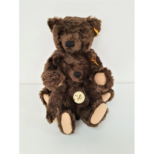 455 - TWO STEIFF CLASSIC SERIES 1920 REPLICA TEDDY BEARS
in brown mohair, the smaller example with paper t... 