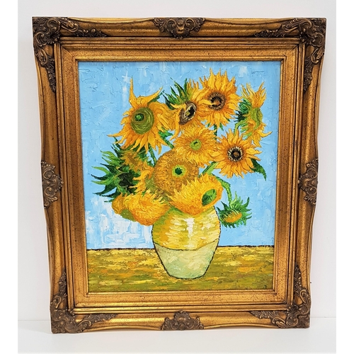 515 - AFTER VINCENT VAN GOUGH
Sunflowers, acrylic on canvas, 59.5cm x 49.5cm