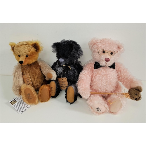 468 - THREE ROBIN RIVE LIMITED EDITION TEDDY BEARS
all in natural mohair with jointed limbs and tags, comp... 