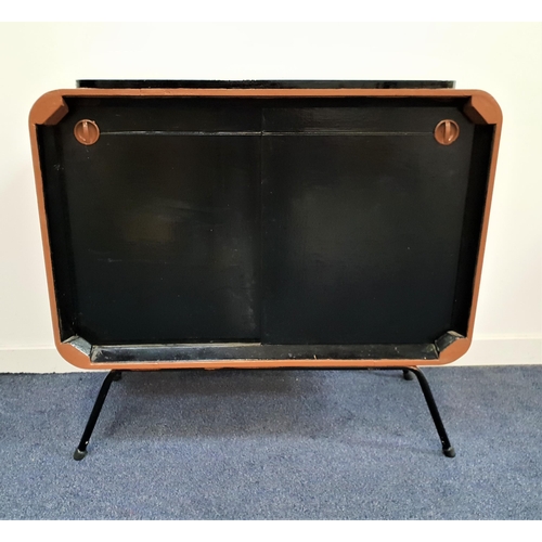 520 - RETRO 1950s SIDE CABINET
constructed in ply and later painted, with a stepped top on a rounded frame... 