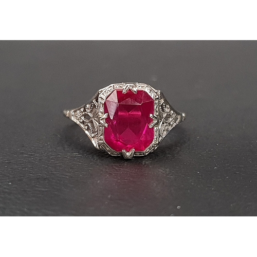 68 - ATTRACTIVE RUBY SINGLE STONE RING
the ruby approximately 1.75cts on eighteen carat white gold shank ... 