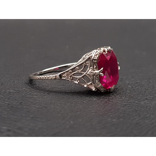 68 - ATTRACTIVE RUBY SINGLE STONE RING
the ruby approximately 1.75cts on eighteen carat white gold shank ... 