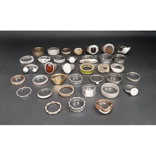 84 - SELECTION OF SILVER AND OTHER RINGS
including CZ and stone set examples, 1 box