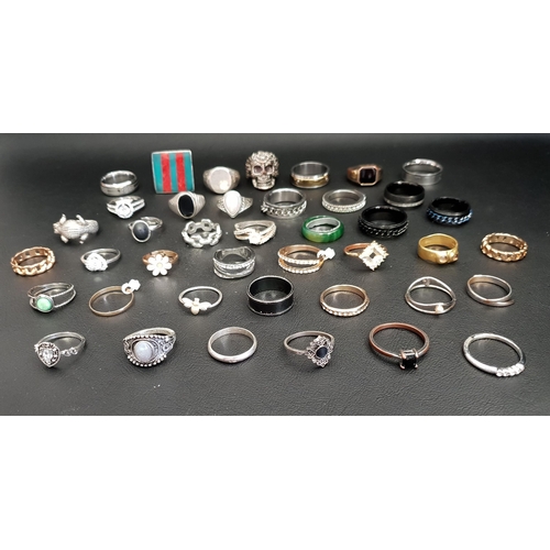 91 - SELECTION OF SILVER AND OTHER RINGS
including CZ and stone set examples, 1 box