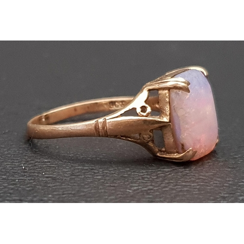 92 - OPAL DRESS RING
the cabochon opal on nine carat gold shank, ring size J