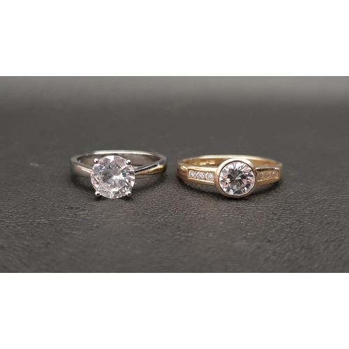 102 - TWO CZ SET DRESS RINGS
one in eighteen carat white gold, ring size N and approximately 2.8 grams; th... 