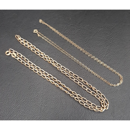 114 - NINE CARAT GOLD NECK CHAIN
43cm long; and another smaller example, total weight approximately 2.4 gr... 