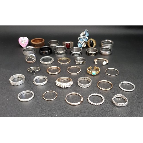 11 - SELECTION OF SILVER AND OTHER RINGS
including stone set examples, 1 box