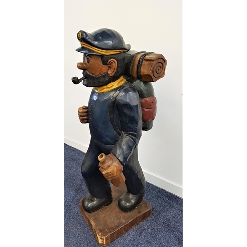 366 - CAPTAIN HADDOCK FROM THE ADVENTURES OF TINTIN
a large carved and painted teak figure, depicted with ... 