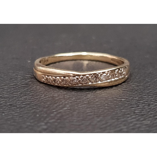 36 - DIAMOND SET RING
of crossover design in nine carat gold, ring size Q and approximately 1.5 grams