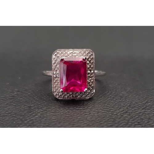 83 - RUBY AND DIAMOND CLUSTER RING
the created ruby approximately 2.5cts in surround set with small diamo... 