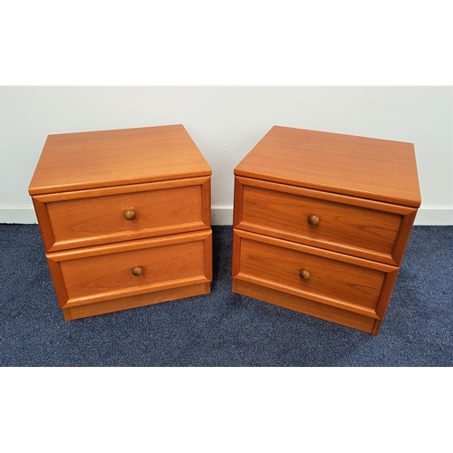 620 - PAIR OF G PLAN TEAK BEDSIDE CHESTS
each with a moulded top above two panelled drawers, standing on a... 