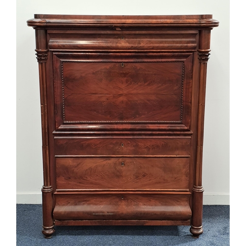 547 - WILLIAM IV MAHOGANY ESCRITOIRE
with a moulded top above a cushion frieze drawer flanked by turned co... 