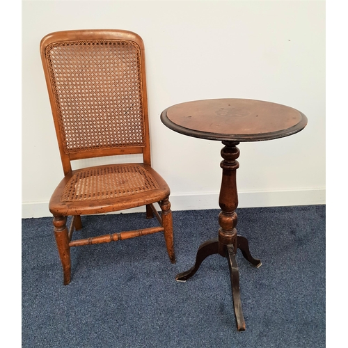 591 - VICTORIAN WALNUT OCCASIONAL TABLE
with a circular moulded and inlaid top on a turned column and trip... 