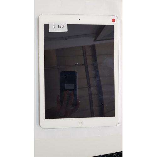 180 - APPLE IPAD AIR - A1474 - WIFI 
serial number DMPLW47SFK16. Apple account locked. 
Note: It is the bu... 