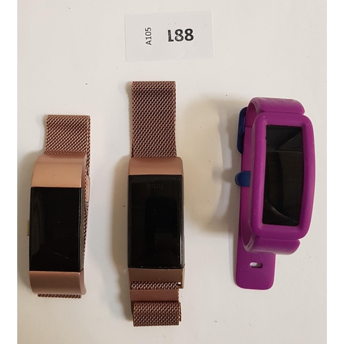 188 - SELECTION OF THREE FITBIT FITNESS TRACKERS 
comprising of one Fitbit charge 3, one Fitbit charge 2 a... 