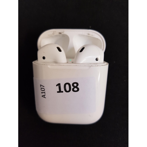 108 - PAIR OF APPLE AIRPODS 2nd GENERATION
in Lightning charging case
Note: model number is not visible on... 