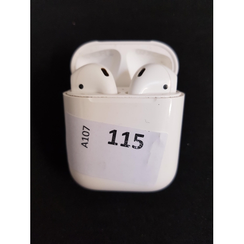 115 - PAIR OF APPLE AIRPODS 2nd GENERATION
in Lightning charging case
Note: model number is not visible on... 