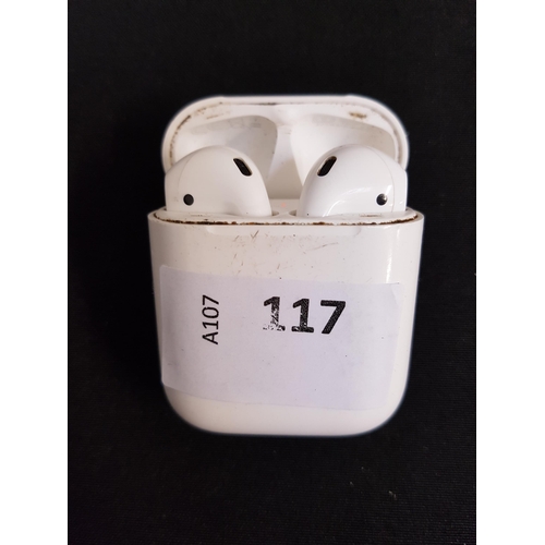 117 - PAIR OF APPLE AIRPODS 2nd GENERATION
in Lightning charging case
Note: model number is not fully visi... 