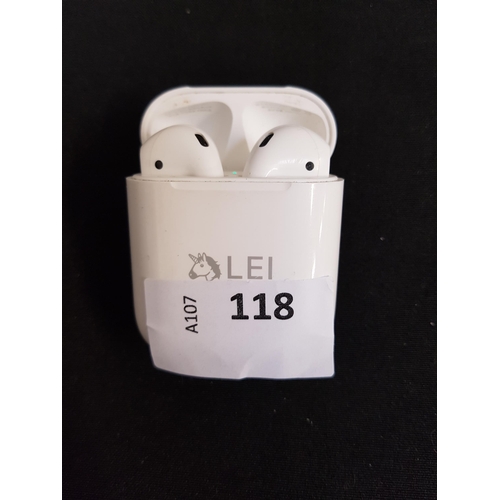 118 - PAIR OF APPLE AIRPODS 2nd GENERATION
in Lightning charging case
Note: personalisation on the front o... 