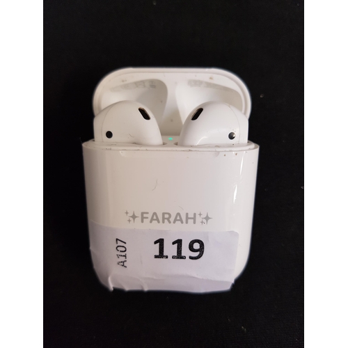 119 - PAIR OF APPLE AIRPODS 2nd GENERATION
in Lightning charging case
Note: personalisation on the front o... 