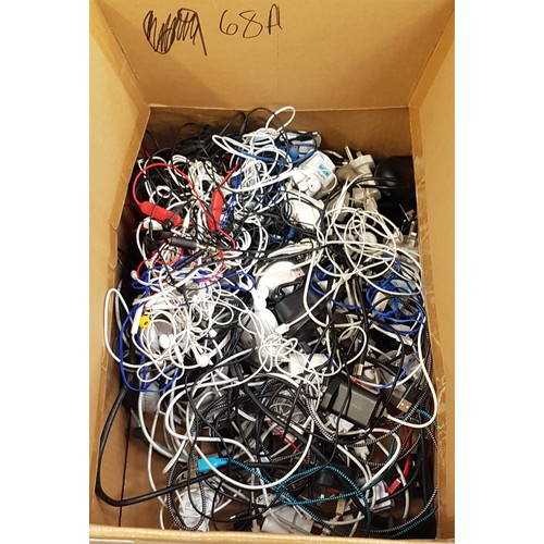 68A - ONE BOX OF CABLES, CHARGERS AND HEADPHONES
branded and unbranded, including powerbanks